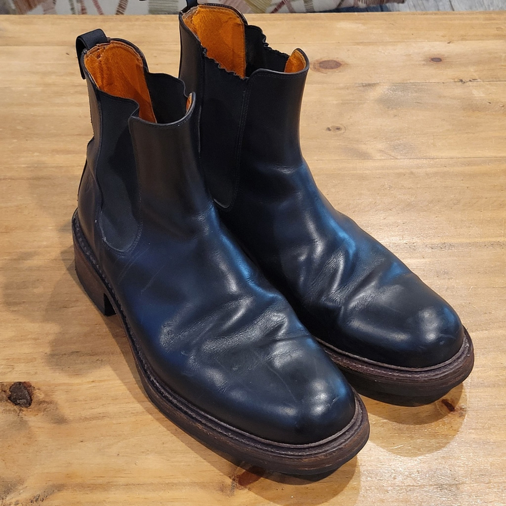 FRYE Black Leather Chelsea Boots Men's Size 12 Ankle Boot Slip On Pull On